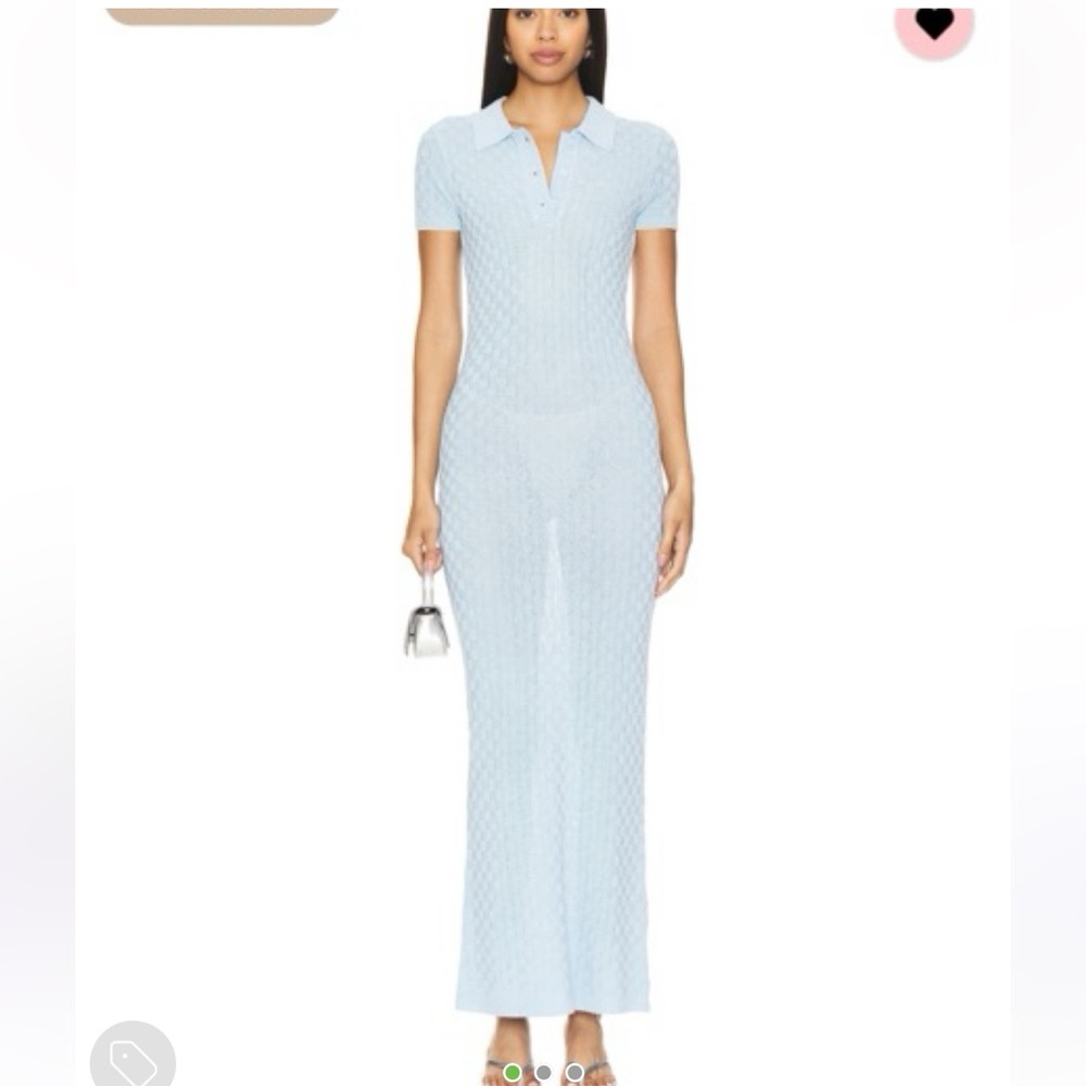 SER.O.YA KNIT POLO DRESS IN POWDER BLUE- size s
